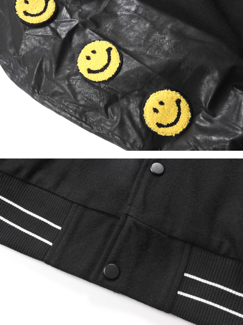 Embroidery Smiley Baseball Uniform Jacket