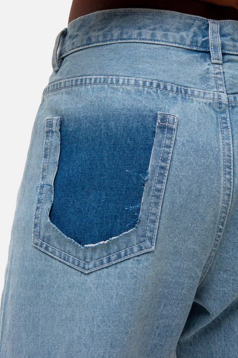 Straight washed split zipper Jeans Pants