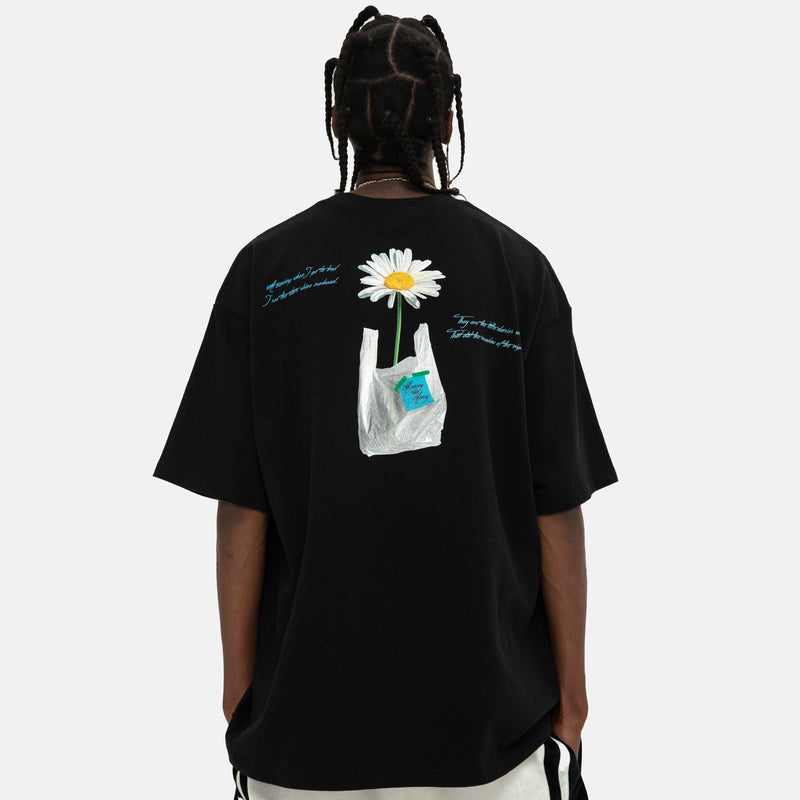 MEDM Floral flocking printing T-Shirt