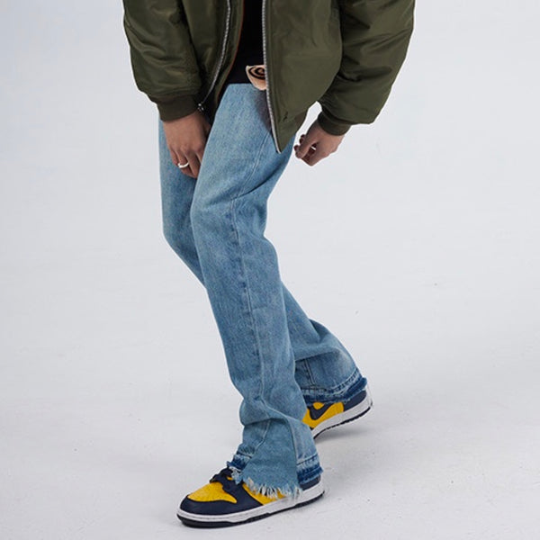 Flared-leg Stonewashed jeans
