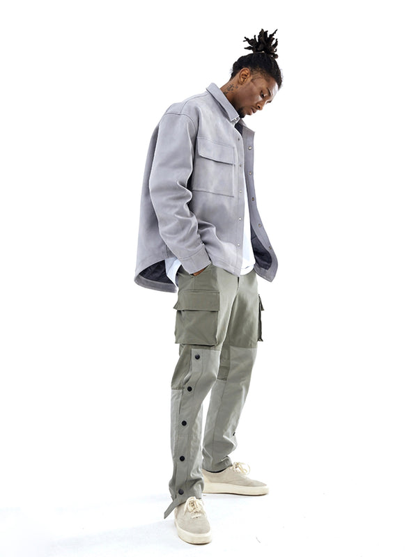 WASHED COTTON NYLON CONTRAST  MILITARY CARGO PANTS