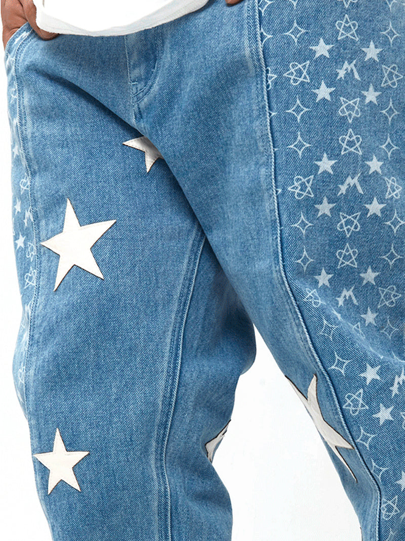 White Star leather Patch Jeans