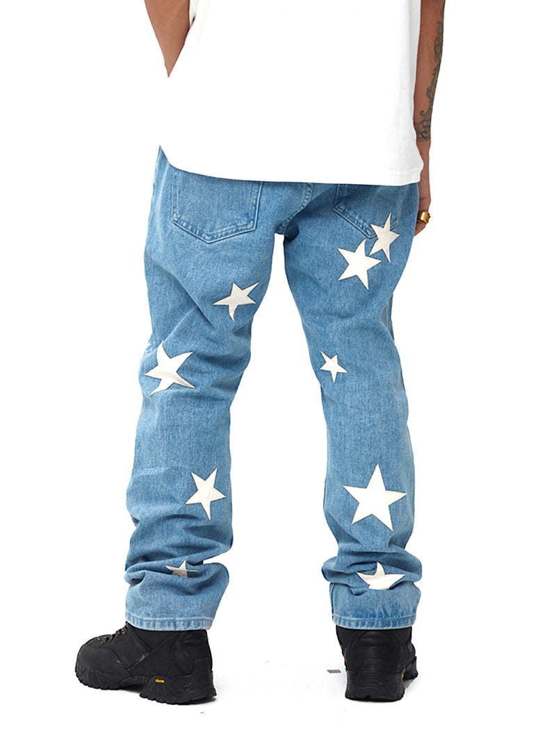 White Star leather Patch Jeans