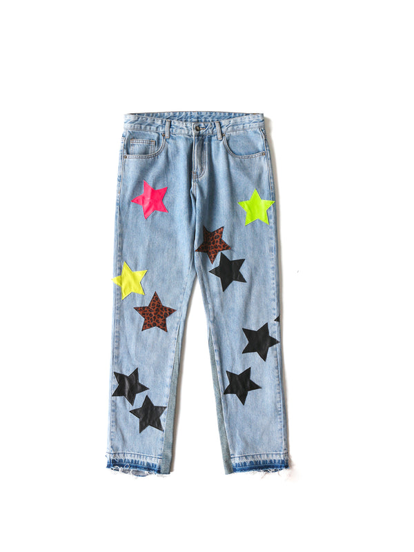 Colored Star patch Jeans