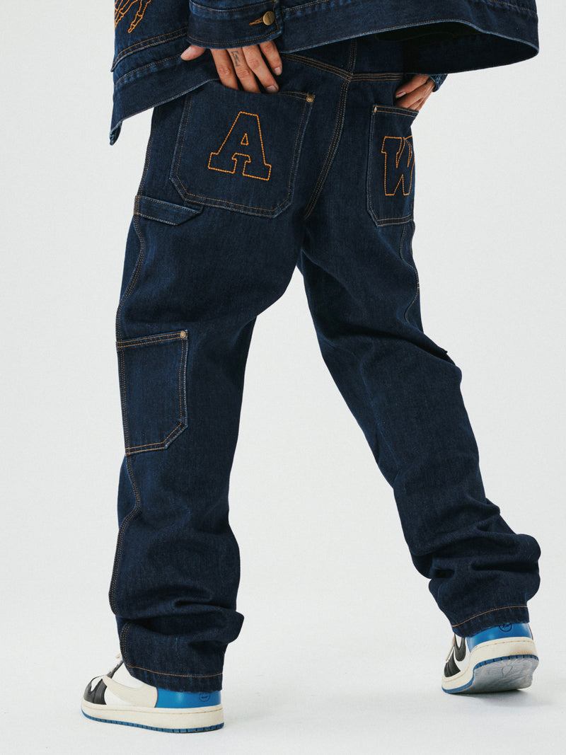 Mid Blue denim straight-leg jeans