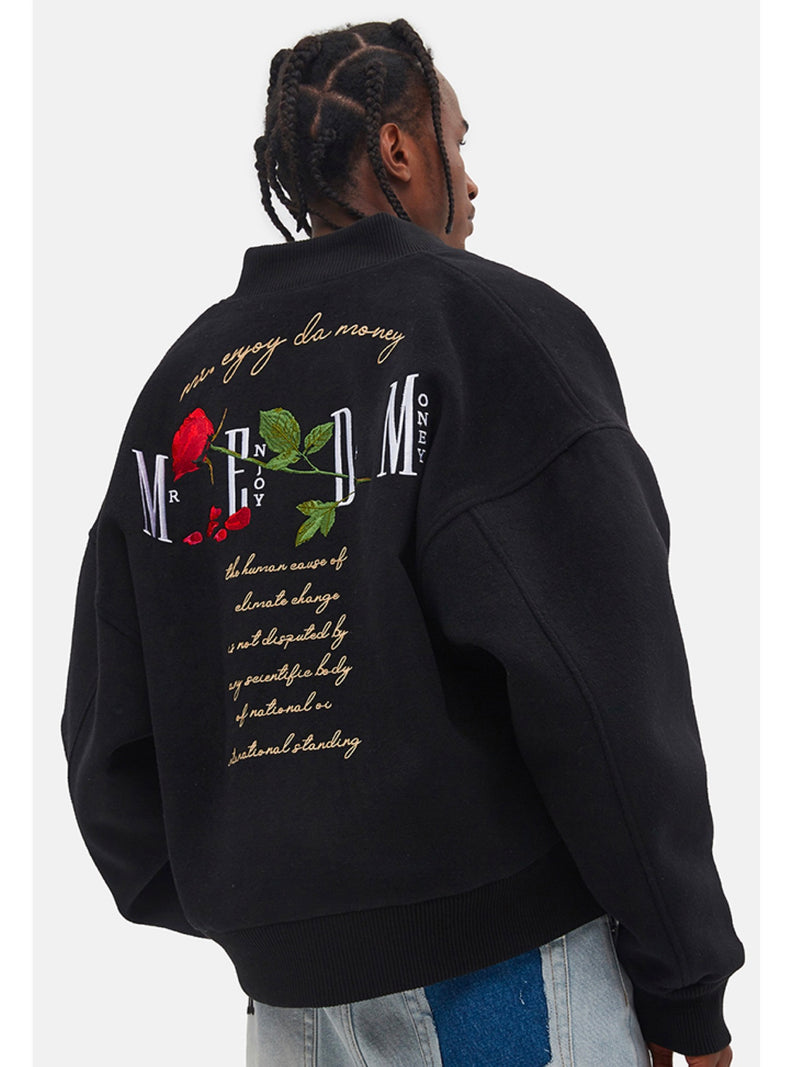 Black Baseball Embroidered padded jacket