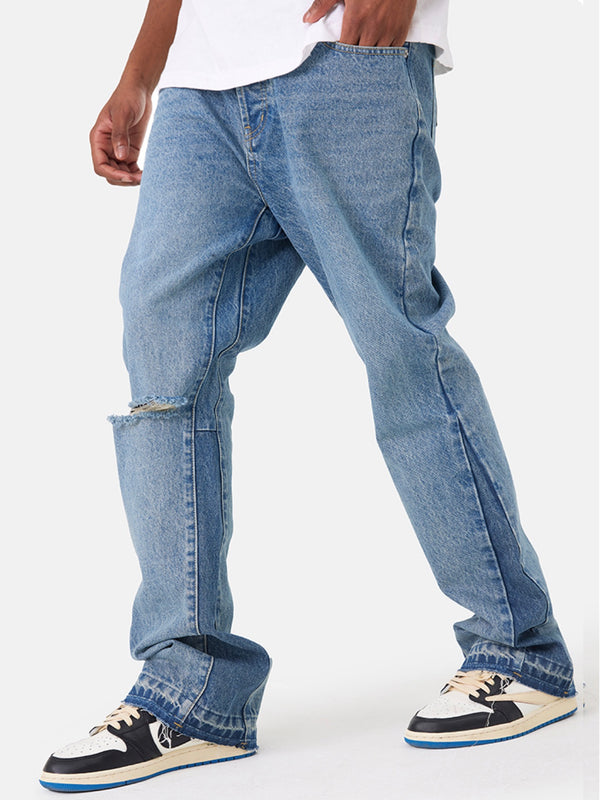Flared-leg Distressed Jeans stonewashed Distressed Denim