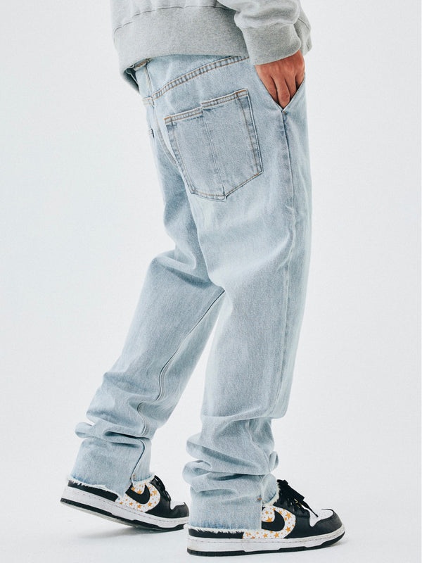 Stonewash Straight-leg Jeans Denim