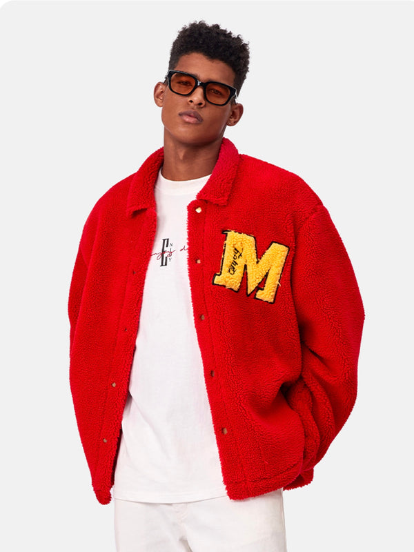 MEDM Embroidery Sherpa Jacket Red