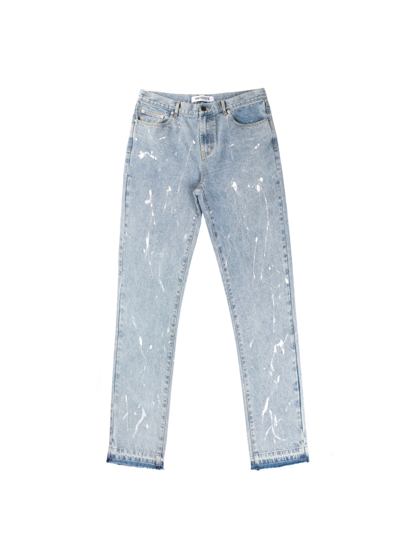 Vintage Rough-edged blue straight-leg Jeans
