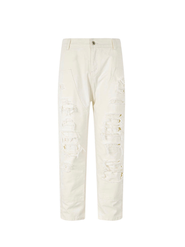 White Washed Damaged Denim Pants