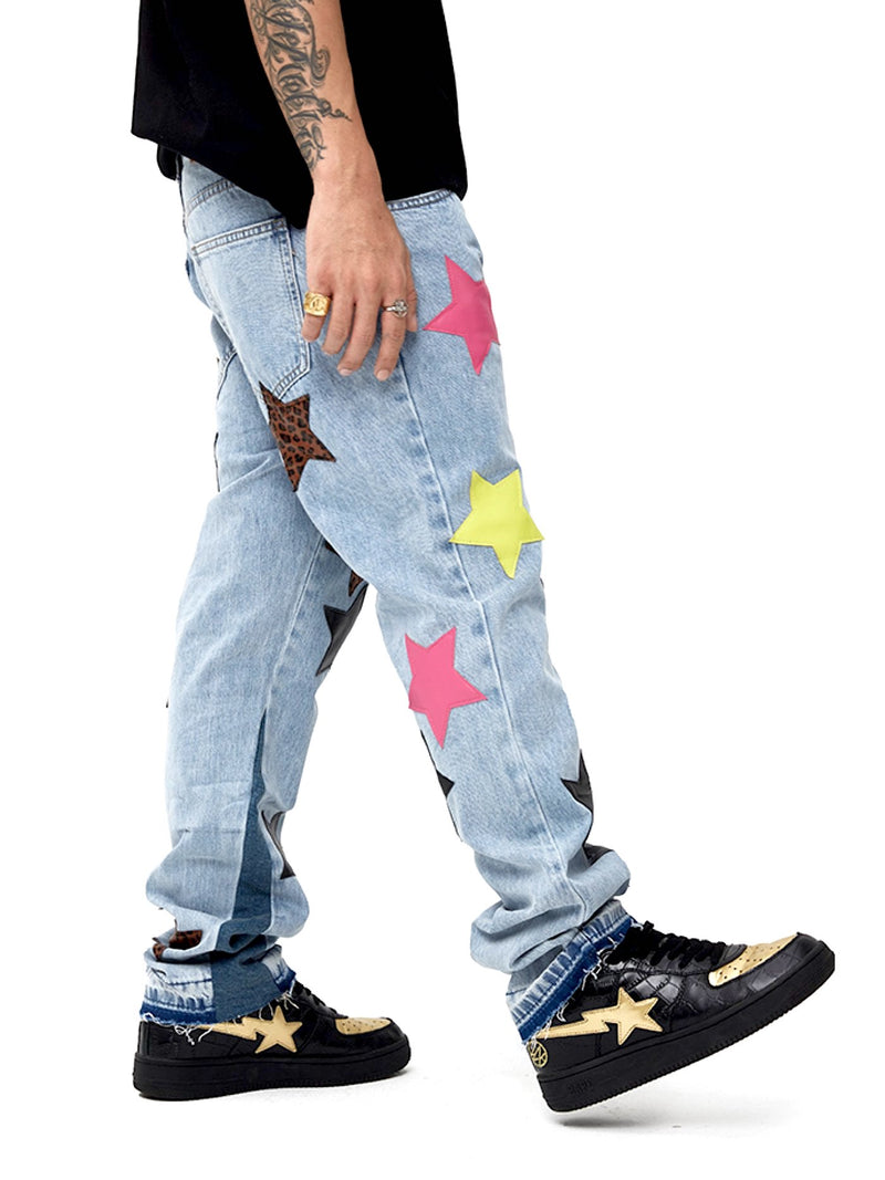 Colored Star patch Jeans